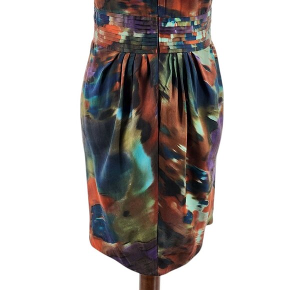 Catherine Malandrino Womens 2 Dress Silk Multicolor Abstract Cowl Neck Mini - Picture 7 of 11